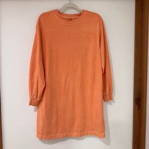 Old Navy Long Sleeve Cotton TShirt Dress Women Small Orange Mineral Wash Casuall